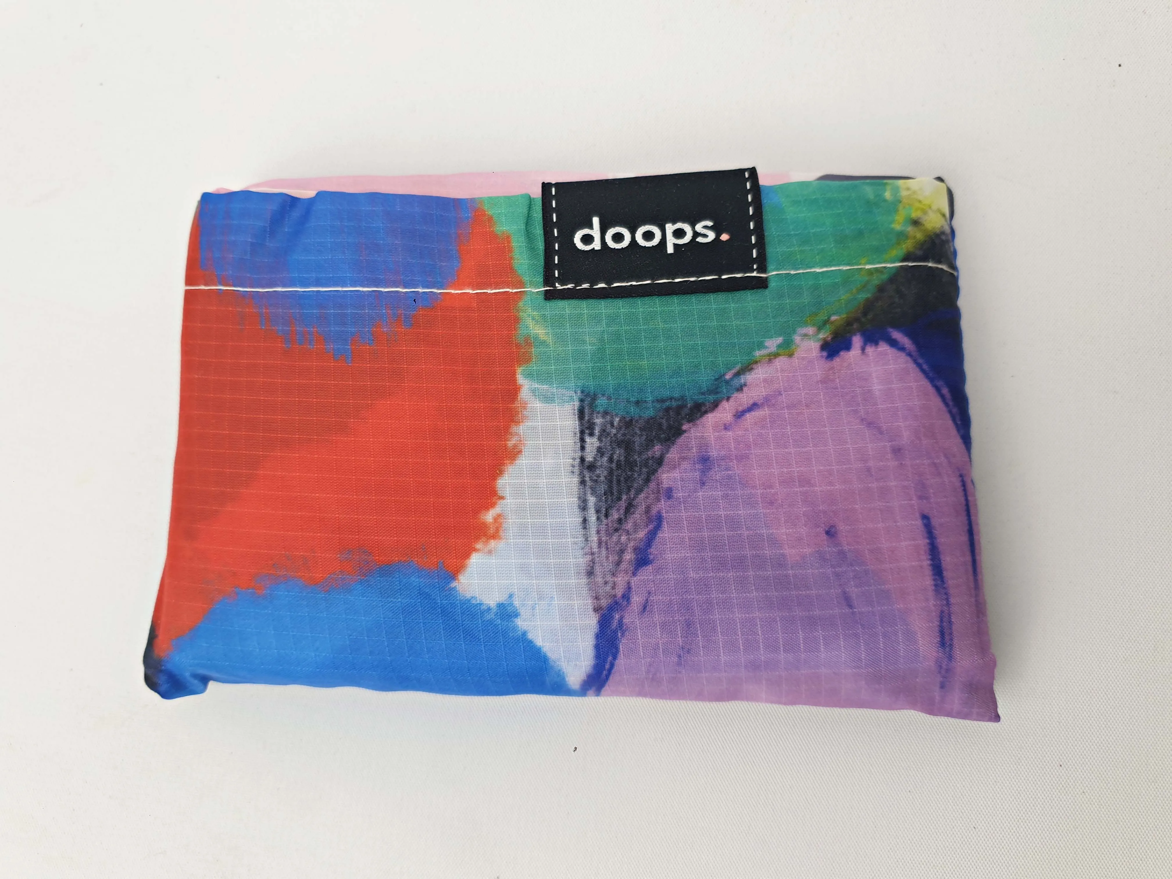 Doops colourful painterly-like unique print compact shopping bag