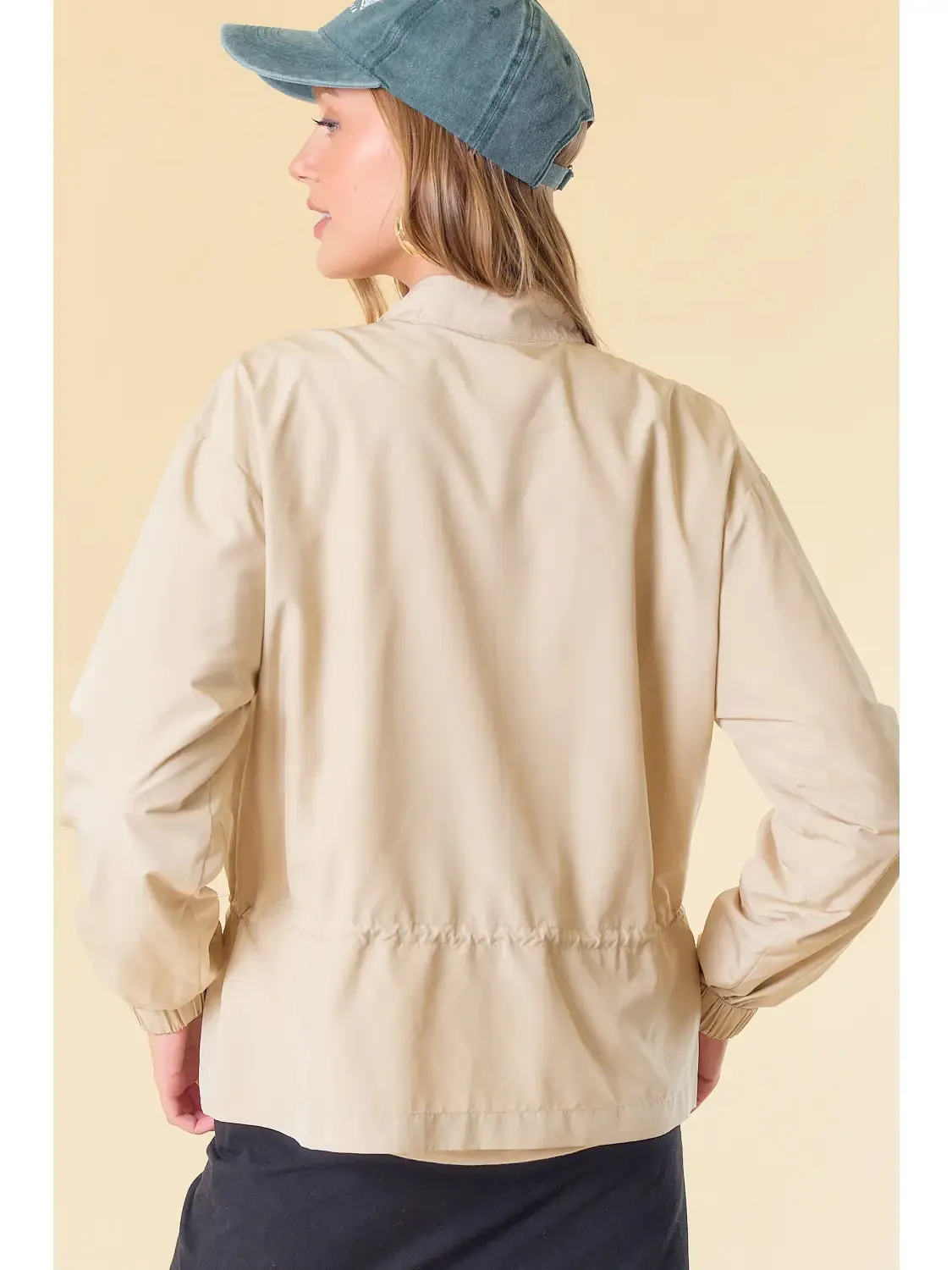 Drawcord Waist Front Pocket Windbreaker