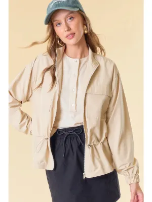 Drawcord Waist Front Pocket Windbreaker