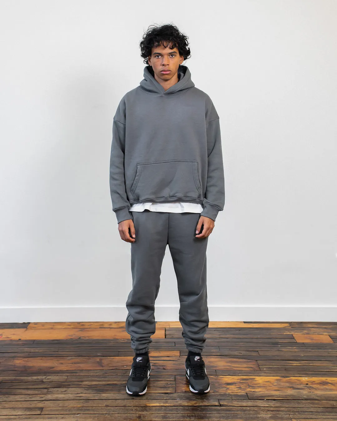 Drop Shoulder Hoodie - Charcoal