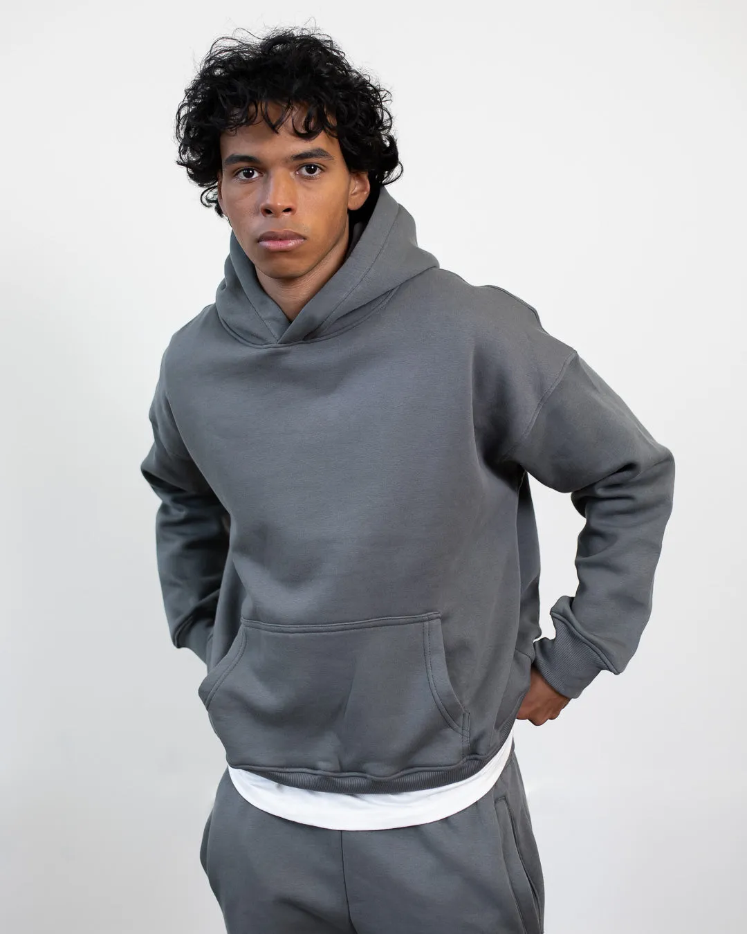 Drop Shoulder Hoodie - Charcoal