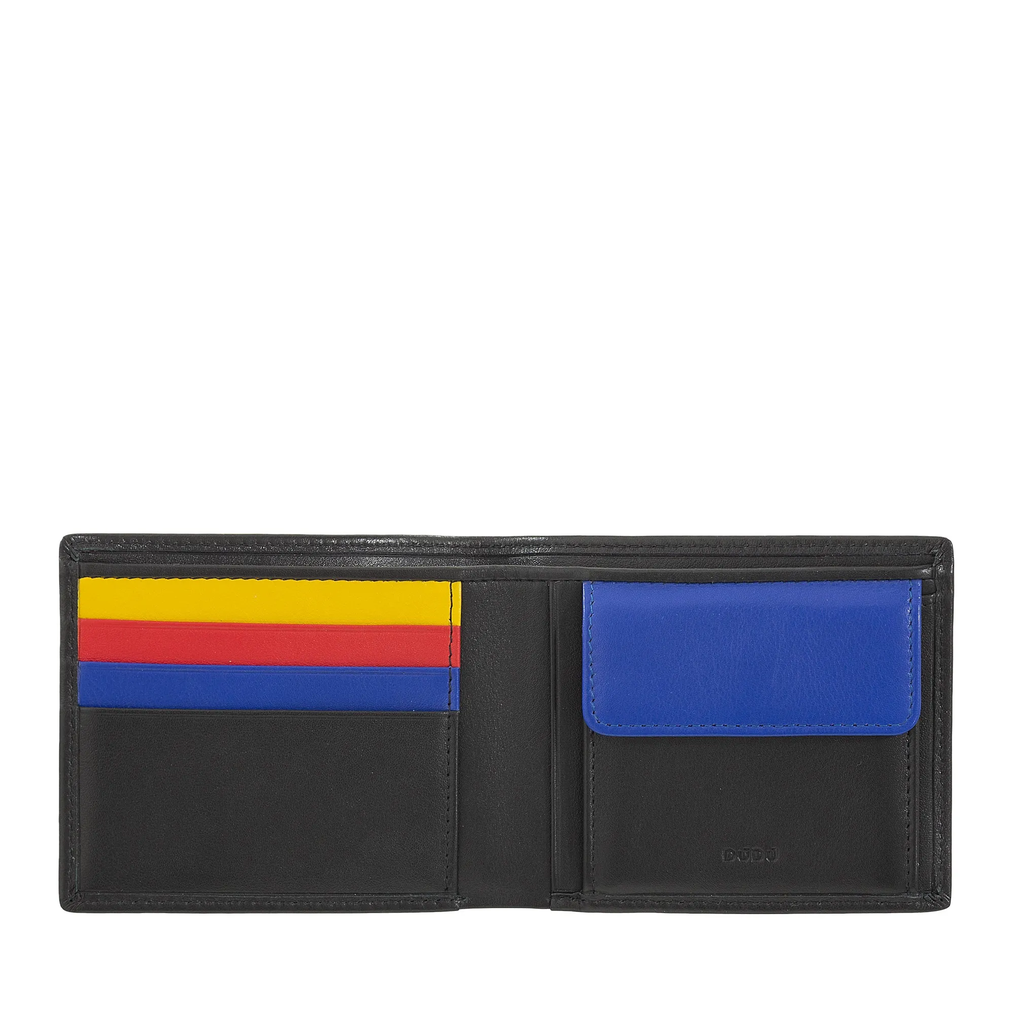 DUDU Men's Slim leather wallet with RFID Protection Credit Cards With Colored Wallet Doors