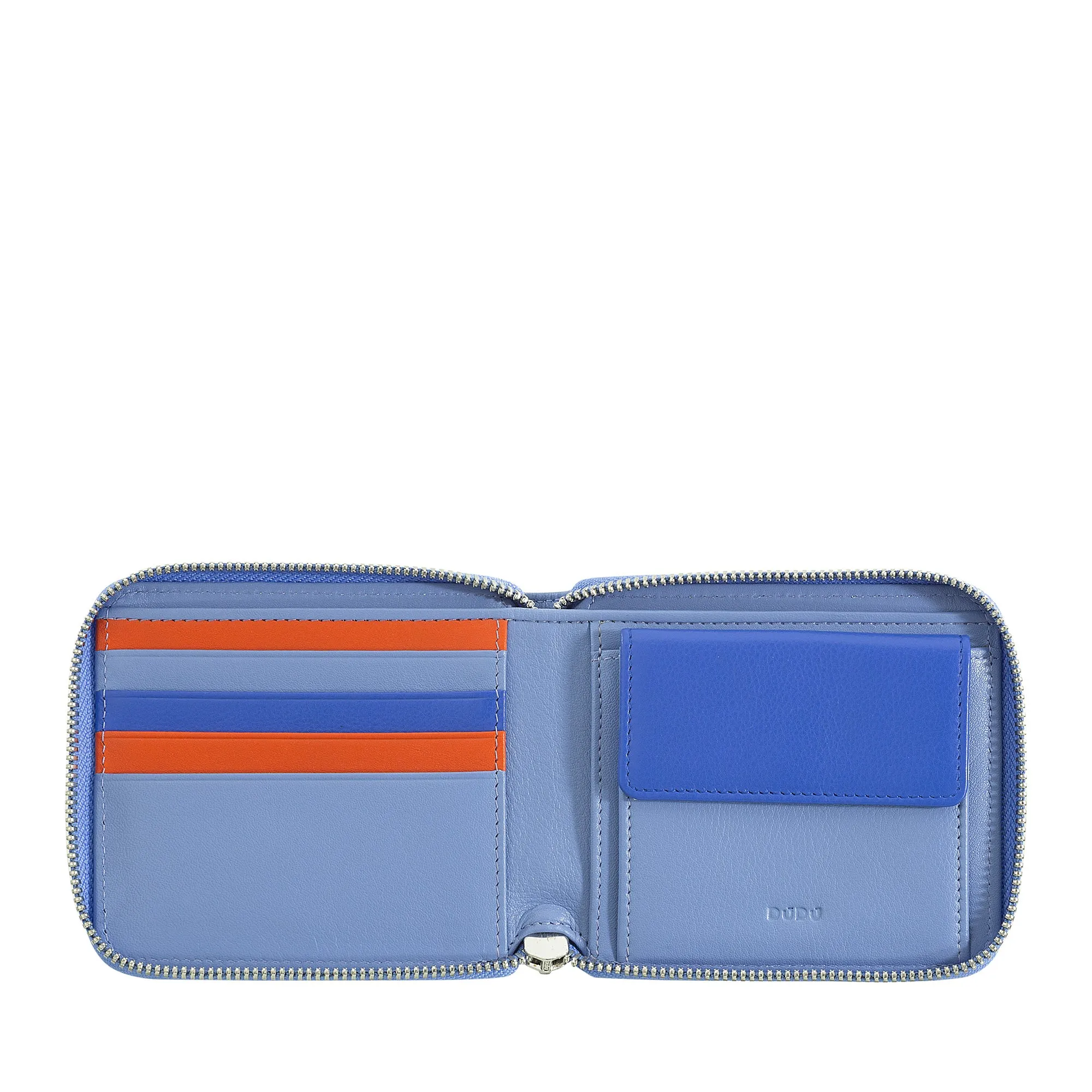 DUDU Men's Wallet Rfid in leather leather with a small external zip zip zip with 6 cards slots