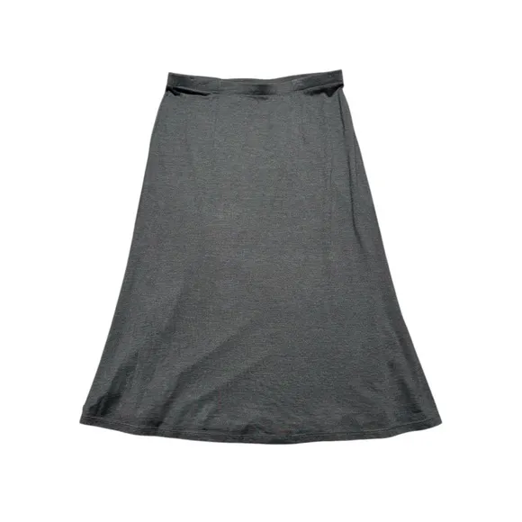 Eileen Fisher Silk Blend Midi Skirt Womens Medium Gray Elastic Waist Lined
