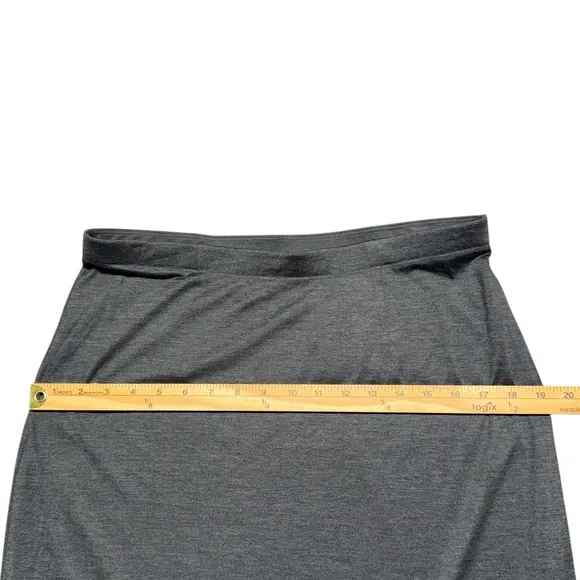 Eileen Fisher Silk Blend Midi Skirt Womens Medium Gray Elastic Waist Lined