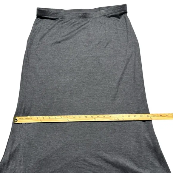 Eileen Fisher Silk Blend Midi Skirt Womens Medium Gray Elastic Waist Lined