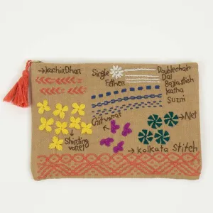 Embroidery Purse Beige
