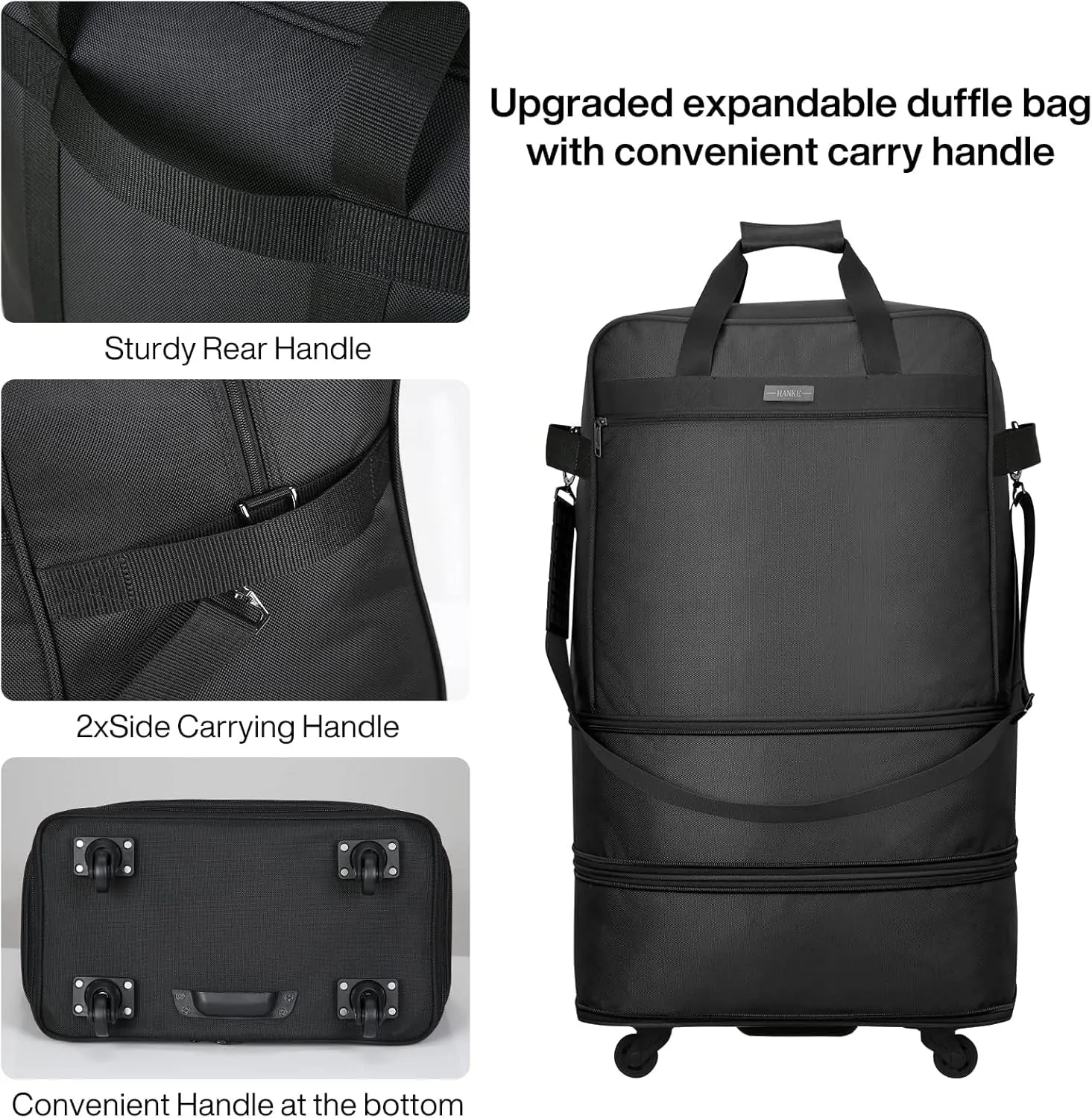 Expandable Foldable Luggage Bag without Telescoping Handle