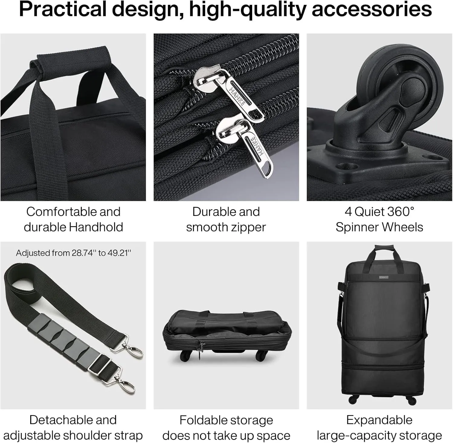Expandable Foldable Luggage Bag without Telescoping Handle