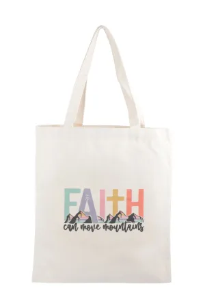 FAITH CAN MOVE MOUNTAIN PRINT TOTE BAG