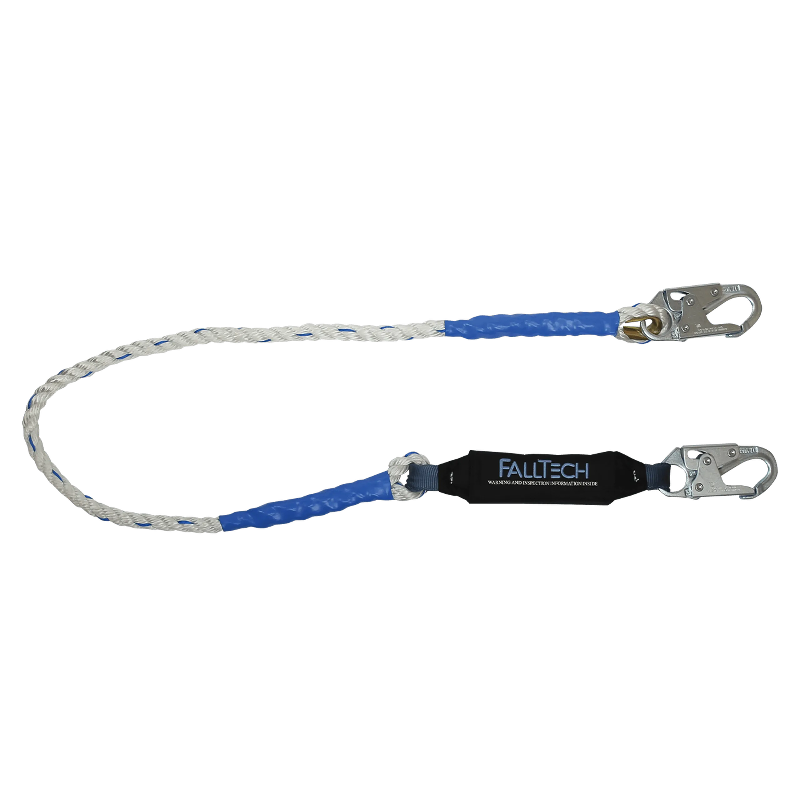 FallTech 8106 6' ViewPack® Rope Energy Absorbing Lanyard, Single-leg with Steel Snap Hooks (each)