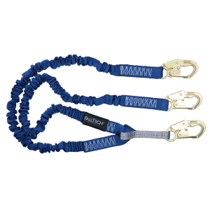 FallTech 8240Y 4½' to 6' ElasTech® Energy Absorbing Lanyard, Double-leg with Steel Snap Hooks (each)