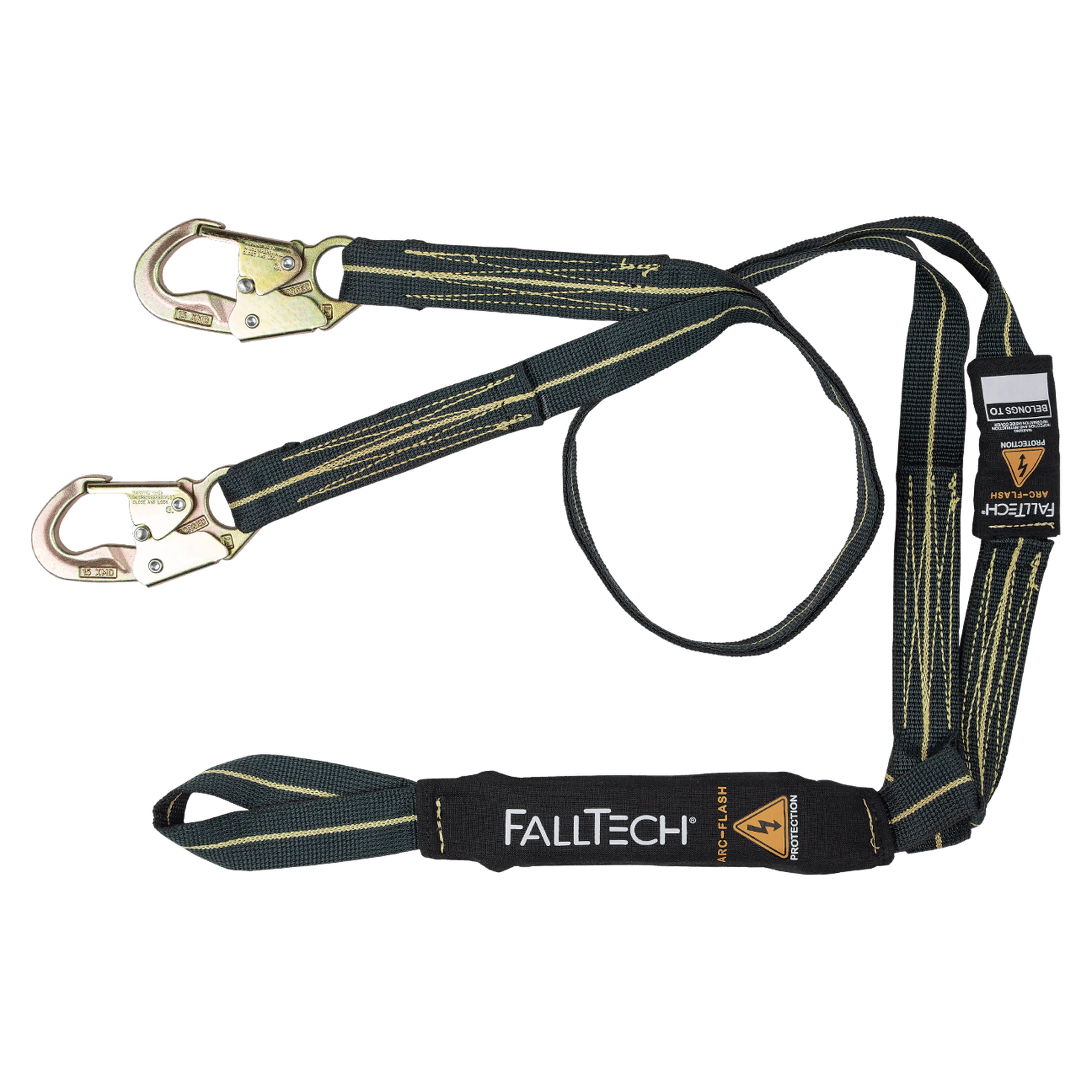 FallTech 8242YL 6' Arc Flash Energy Absorbing Lanyard, Double-leg with Choke-loop with Steel Snap Hooks (each)