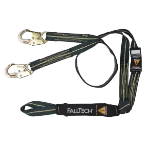 FallTech 8242YL 6' Arc Flash Energy Absorbing Lanyard, Double-leg with Choke-loop with Steel Snap Hooks (each)