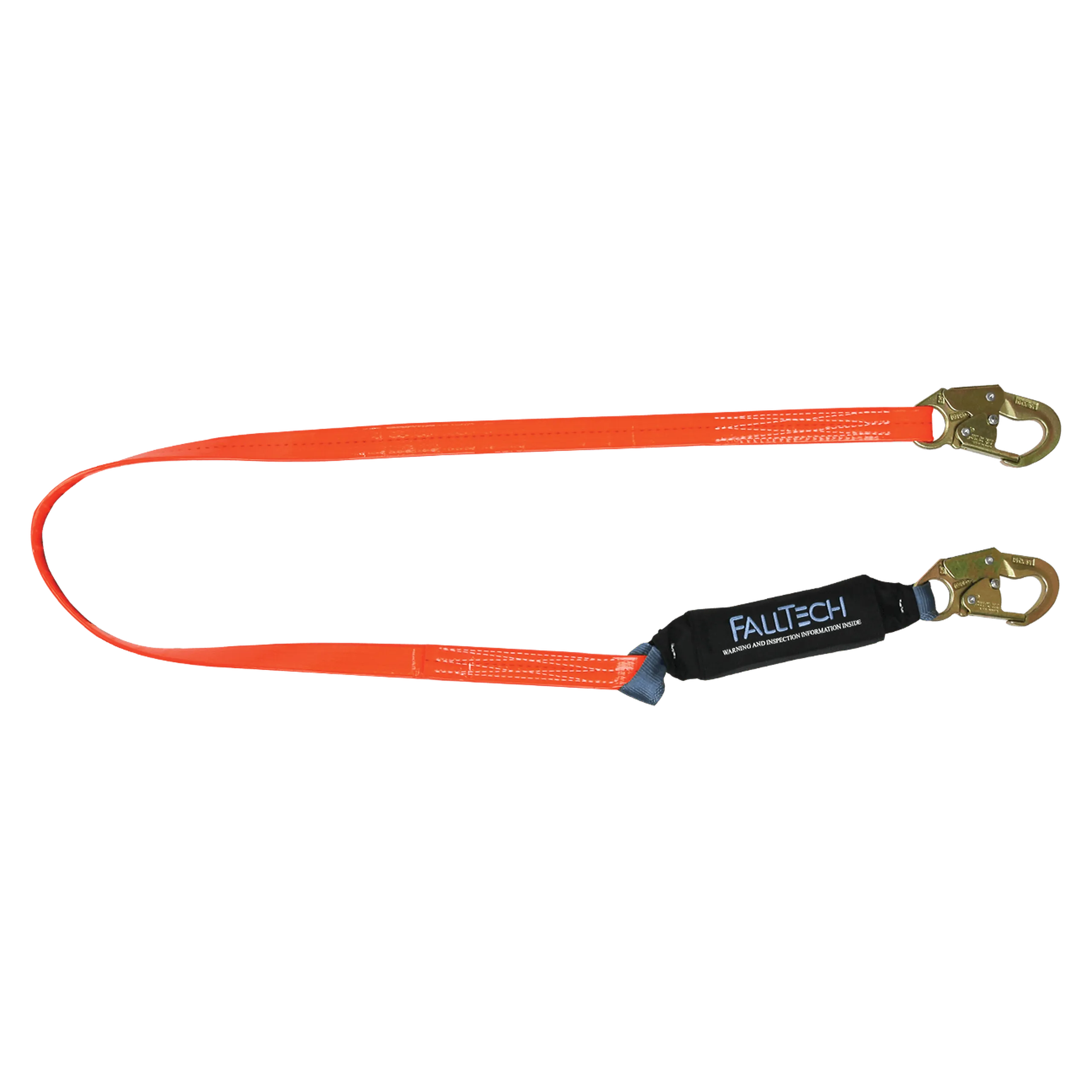 FallTech 8256PC 6' ViewPack® Urethane Coated Energy Absorbing Lanyard, Single-leg with Steel Snap Hooks (each)