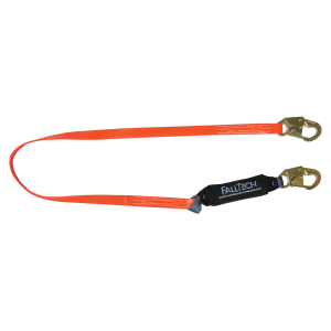 FallTech 8256PC 6' ViewPack® Urethane Coated Energy Absorbing Lanyard, Single-leg with Steel Snap Hooks (each)