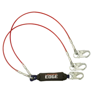 FallTech 8354LEY 6' Leading Edge Cable Energy Absorbing Lanyard, Double-leg with Steel Snap Hooks (each)