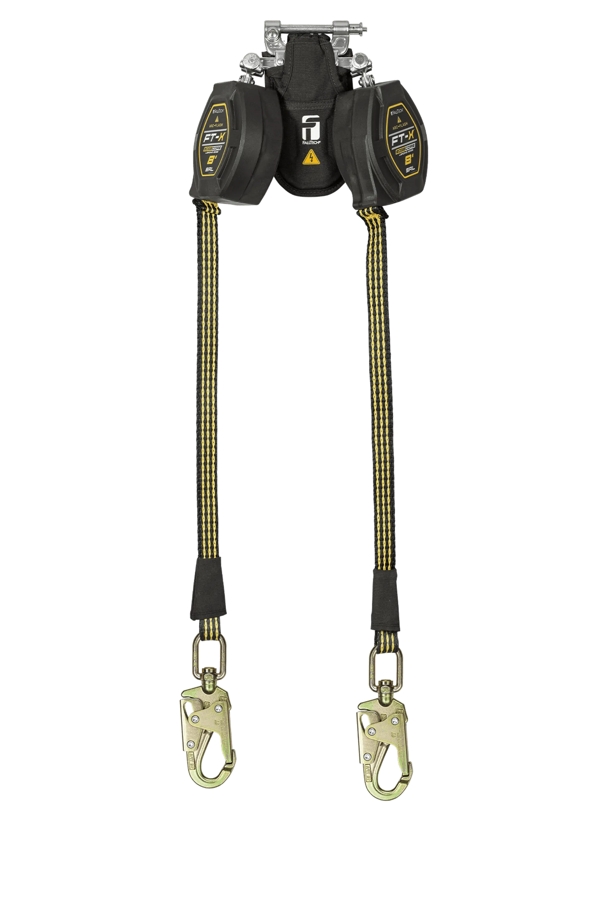 FallTech 84008TP2 8' FT-X EdgeCore Arc Flash Class 2 Leading Edge Personal SRL-P, Twin-leg with Steel Swivel Snap Hooks