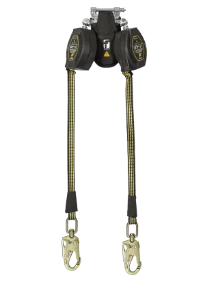 FallTech 84008TP2 8' FT-X EdgeCore Arc Flash Class 2 Leading Edge Personal SRL-P, Twin-leg with Steel Swivel Snap Hooks