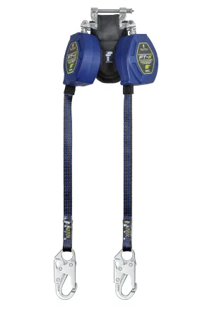 FallTech 84108TP1 8' FT-X™ EdgeCore™ Class 2 Leading Edge Personal SRL, Twin-leg with Steel Snap Hooks