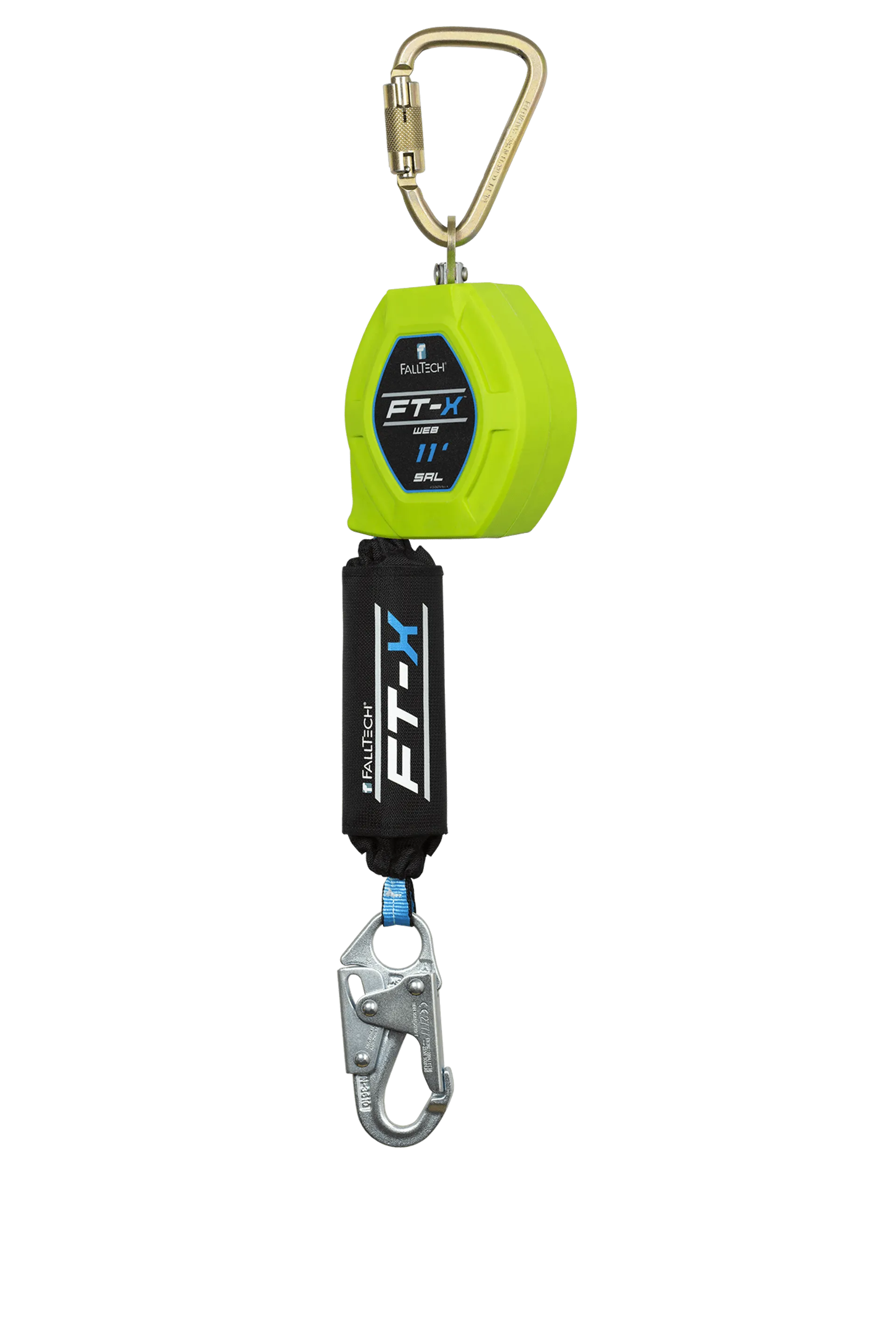 FallTech 84711SC1 11' FT-X™ Web Class 1 SRL-P with Steel Snap Hook, Includes Steel Dorsal Connecting Carabiner