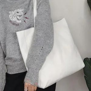 Fashion Womens White Leather Oversize Tote Bag White Shoulder Tote Bag Handbag Tote For Women