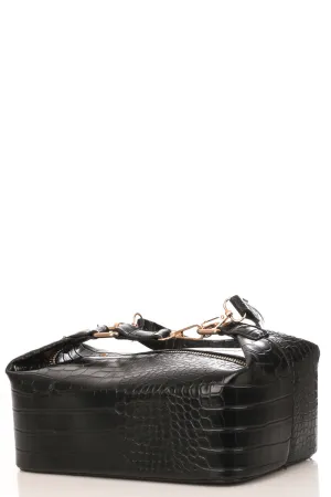 Faux Alligator Skin Rectangle Box Bag
