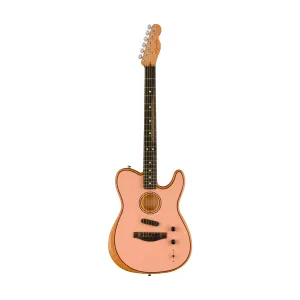 Fender FSR American Acoustasonic Telecaster Guitar w/Bag, Ebony FB, Shell Pink
