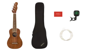 FENDER Seaside Soprano Ukulele Pack Walnut Fingerboard Natural