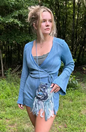Festival Purse-Belt, Wearable Art, Blue Denim palette FREE SHIPPING