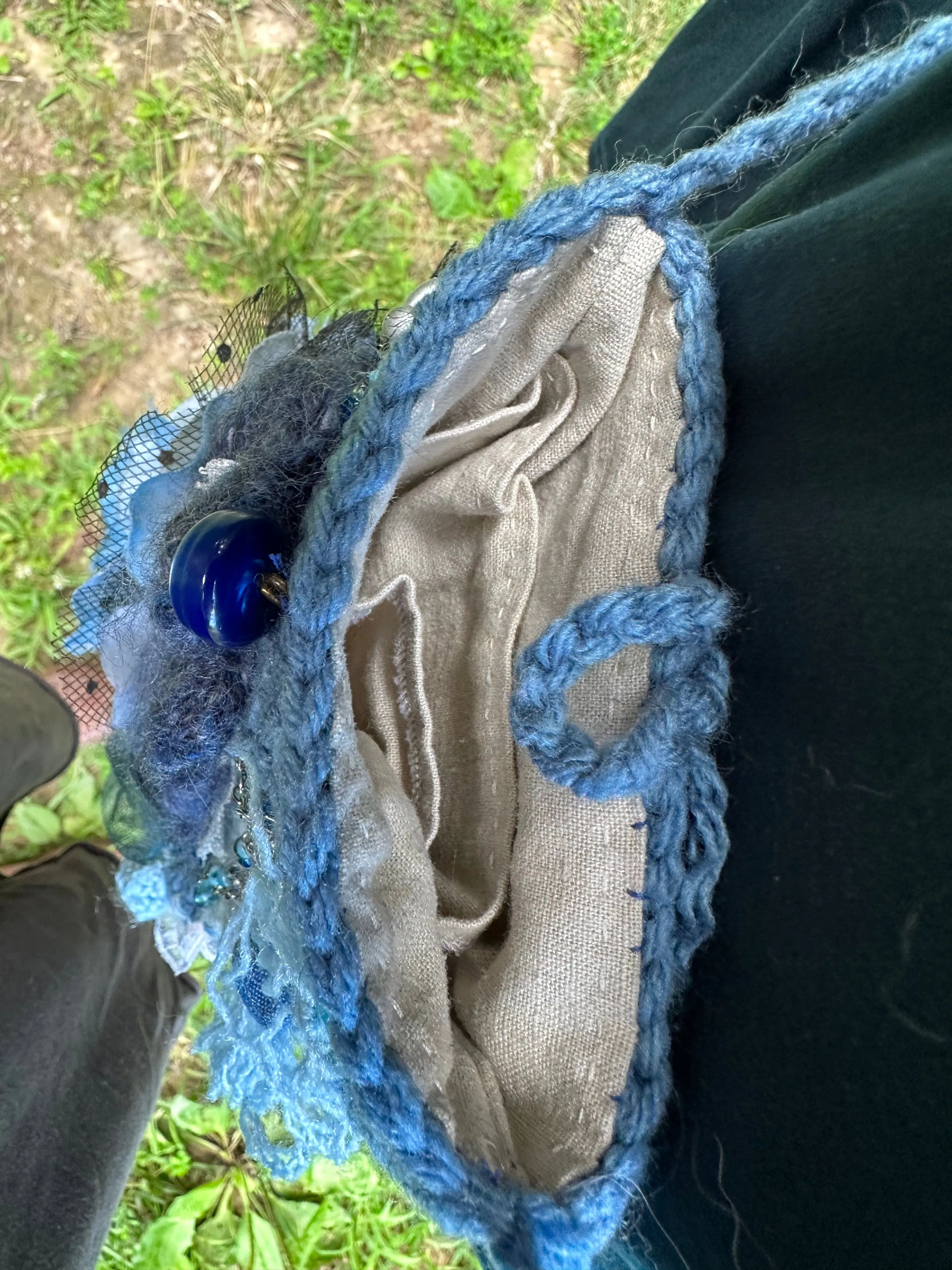 Festival Purse-Belt, Wearable Art, Blue Denim palette FREE SHIPPING