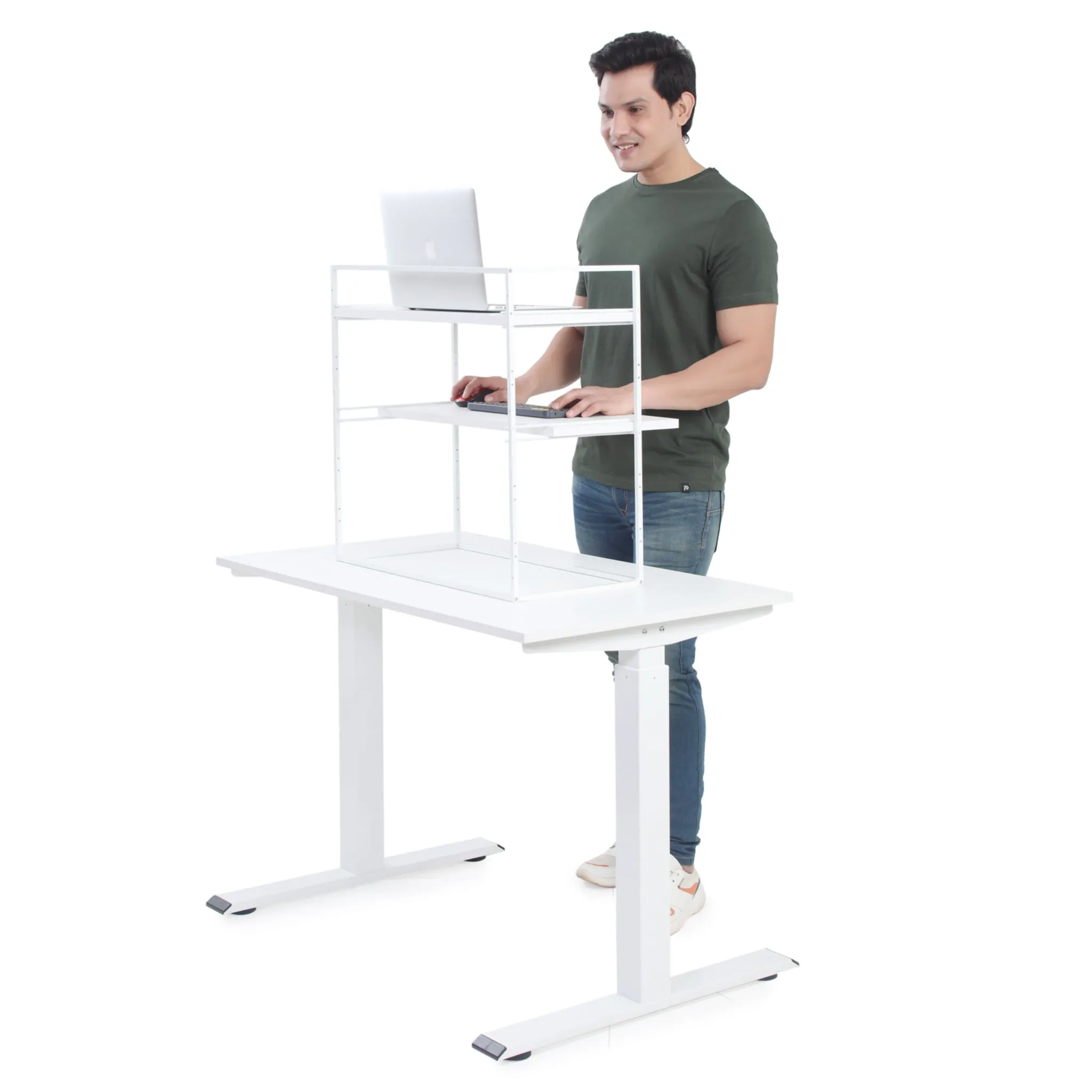 Fitizen Zen Height Adjustable Table, White & White FITI-150-WW