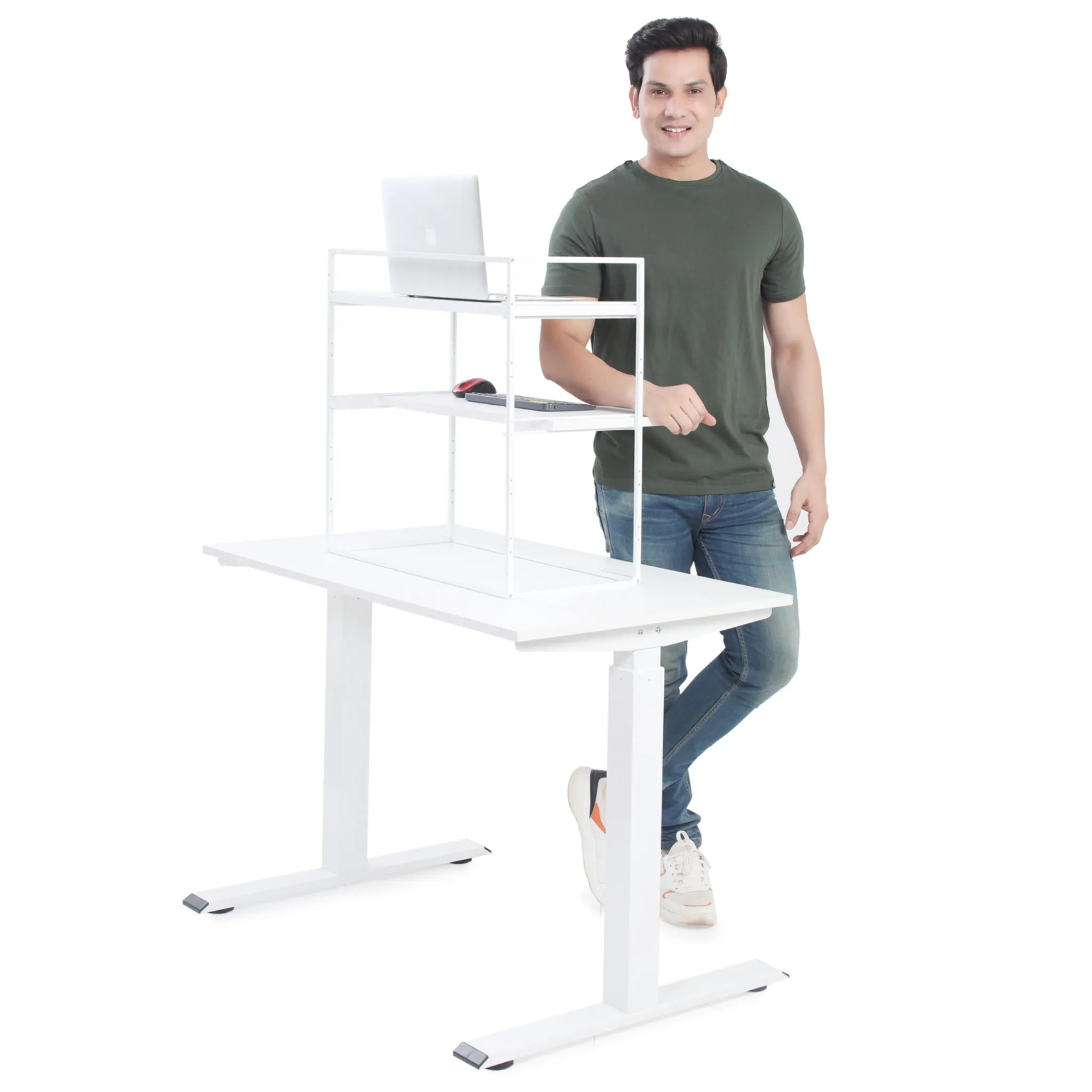 Fitizen Zen Height Adjustable Table, White & White FITI-150-WW