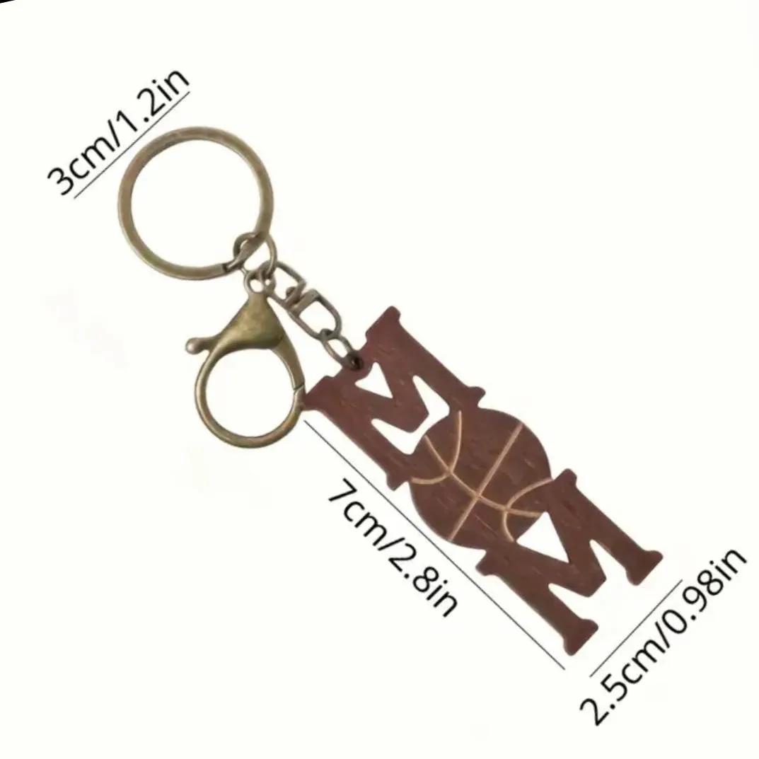 Football MOM Wooden Keychain
