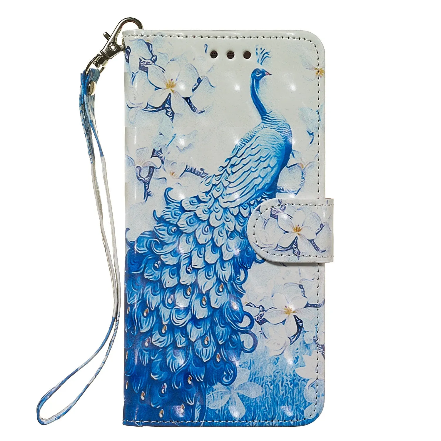 For HUAWEI honor 7C / Enjoy 8/Y7PRIME 2018/Y7 PRO 2018/NOVA2 LITE 3D Coloured Painted PU Magnetic Clasp Phone Case with Card Slots Bracket Lanyard Flamingo