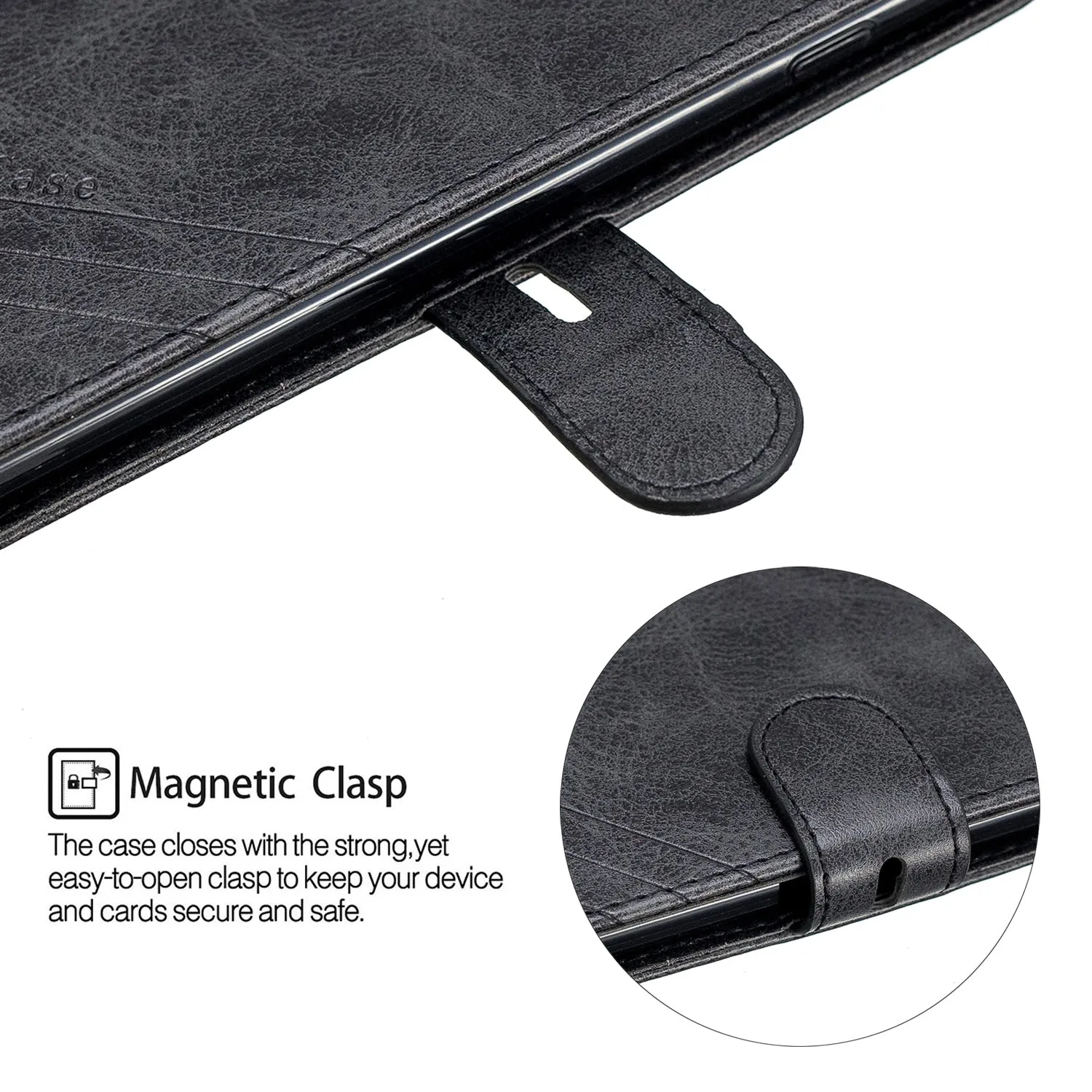 For iPhone 6 plus / 6S plus / 7 plus / 8 plus Denim Pattern Solid Color Flip Wallet PU Leather Protective Phone Case with Buckle & Bracket black