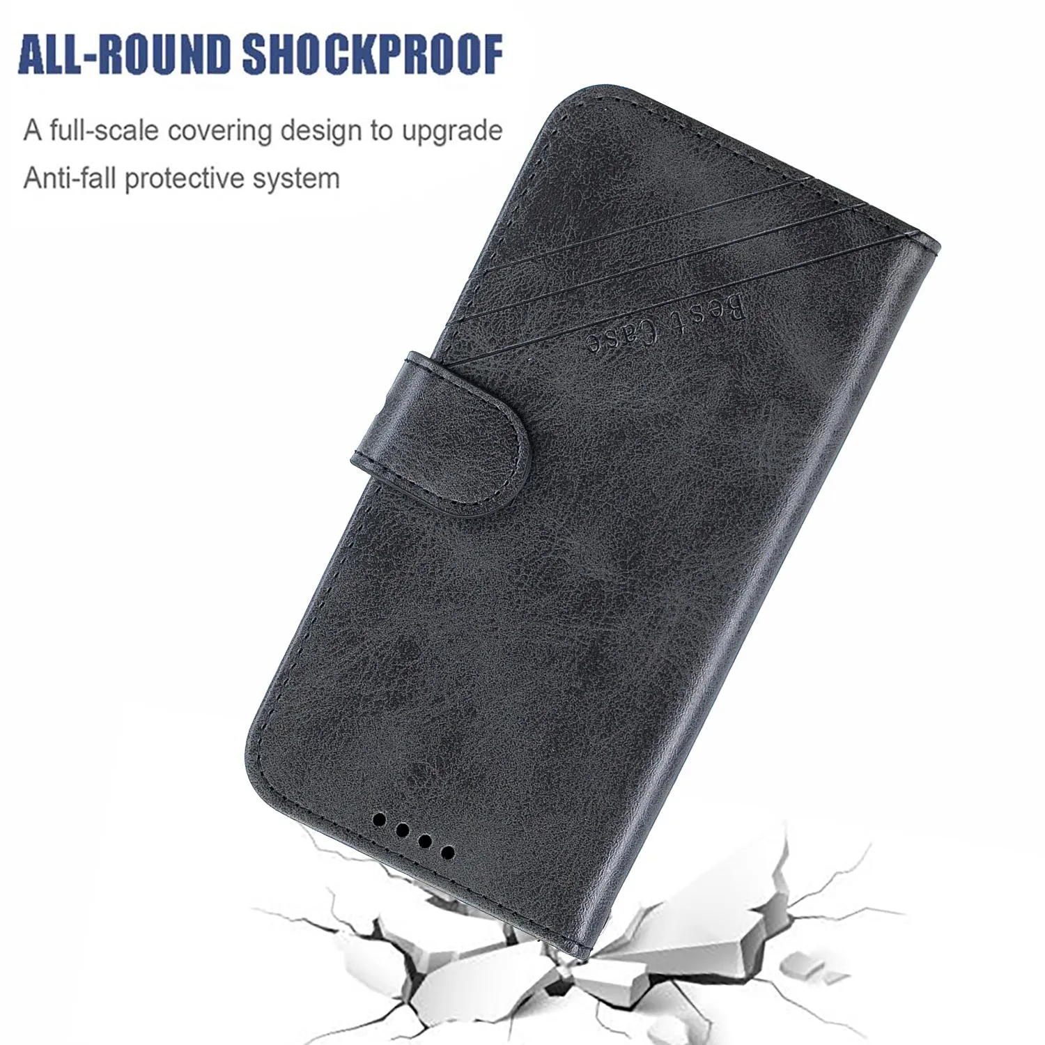 For iPhone 6 plus / 6S plus / 7 plus / 8 plus Denim Pattern Solid Color Flip Wallet PU Leather Protective Phone Case with Buckle & Bracket black