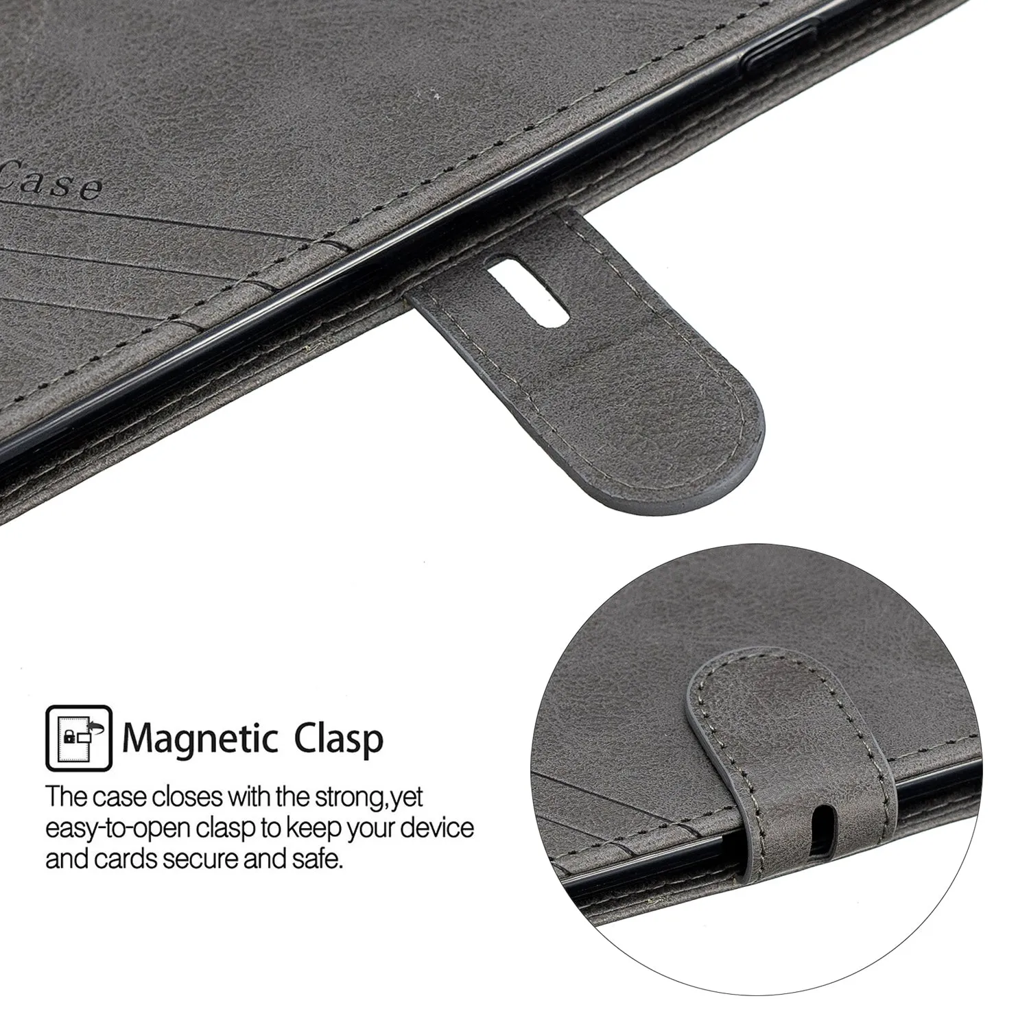 For iPhone 6 plus / 6S plus / 7 plus / 8 plus Denim Pattern Solid Color Flip Wallet PU Leather Protective Phone Case with Buckle & Bracket gray