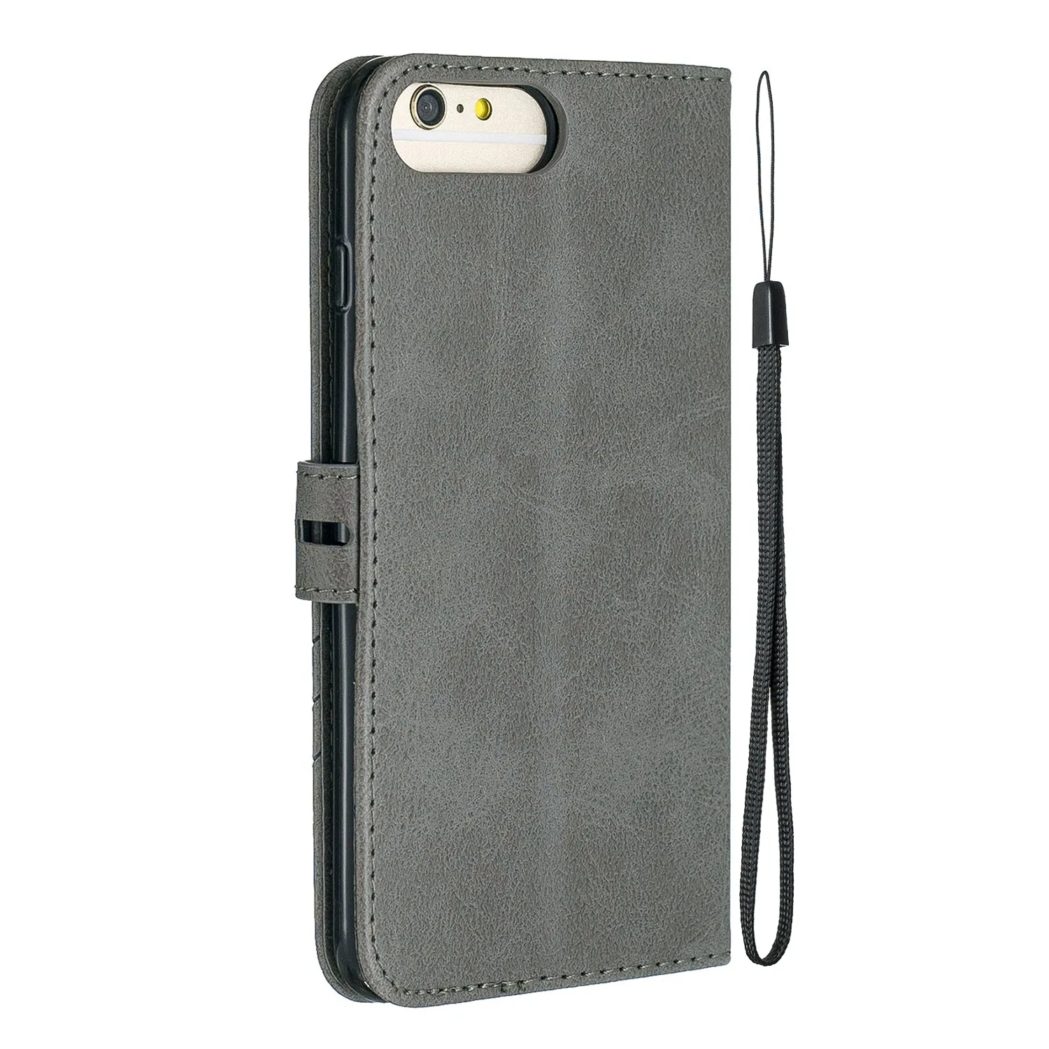 For iPhone 6 plus / 6S plus / 7 plus / 8 plus Denim Pattern Solid Color Flip Wallet PU Leather Protective Phone Case with Buckle & Bracket gray