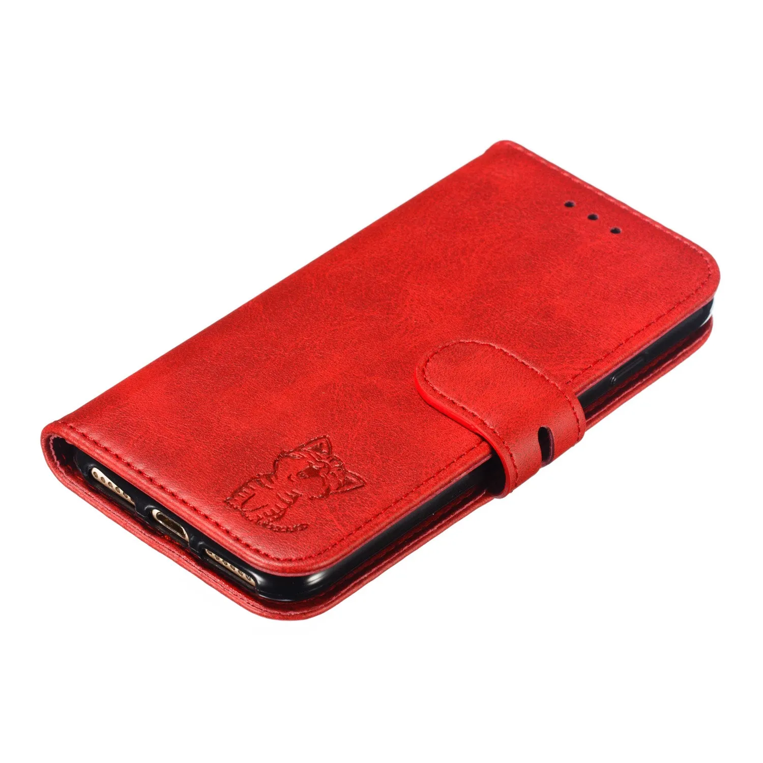 For iPhone 6/6S/7/8 Wallet-type Cute Cartoon Embossed Happy Cat PU Leather Protective Phone Case with Buckle & Bracket gray