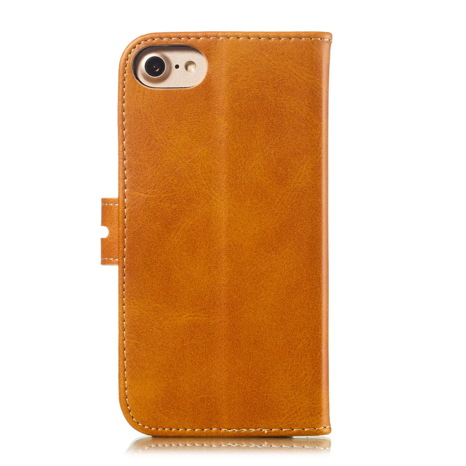 For iPhone 6/6S/7/8 Wallet-type Cute Cartoon Embossed Happy Cat PU Leather Protective Phone Case with Buckle & Bracket yellow
