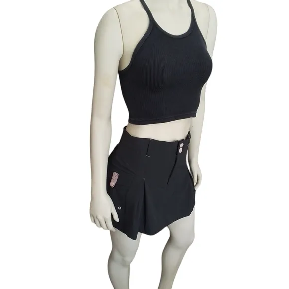 Free People Great Yonder Black Skort With Cargo Pockets NEW