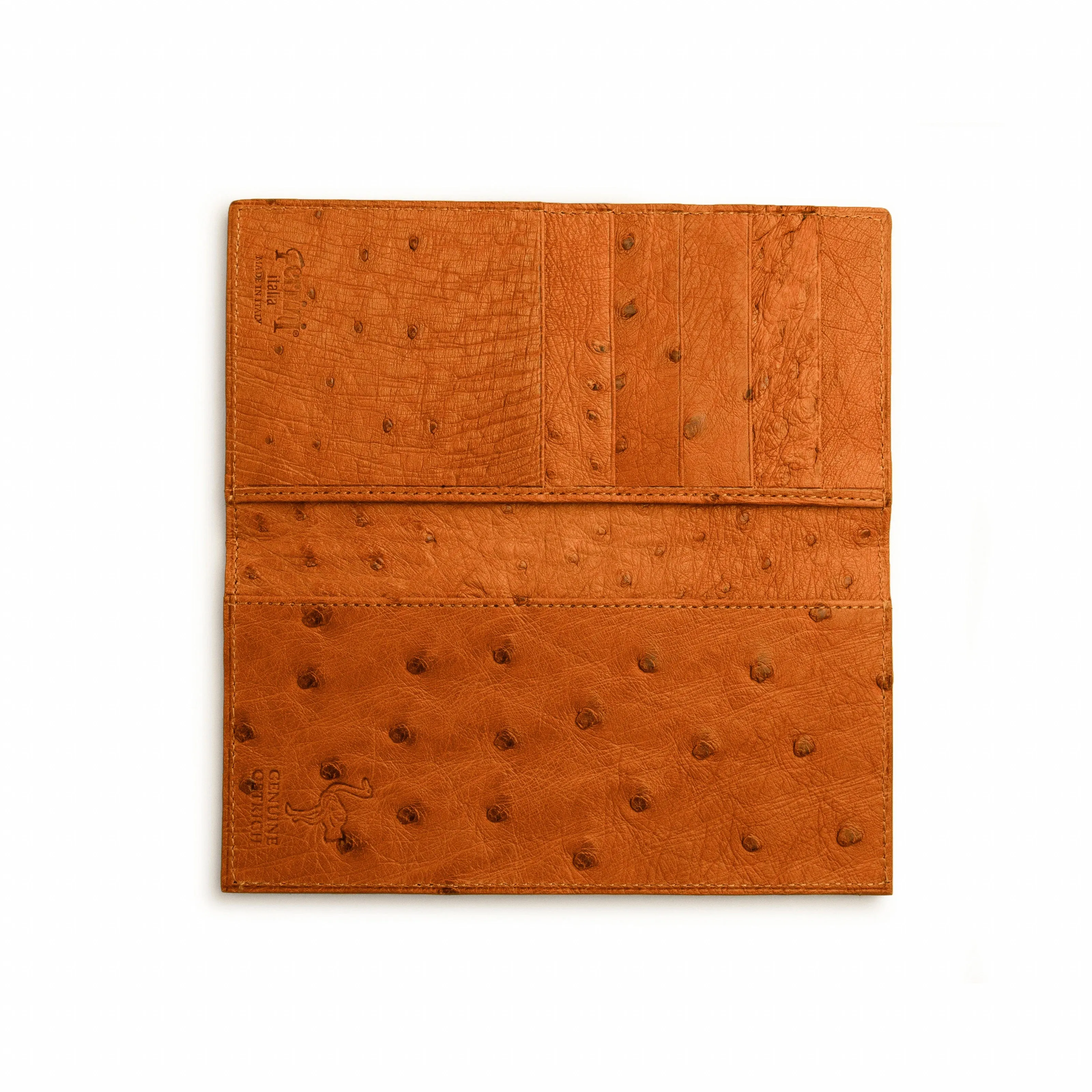 Full Ostrich Quill Checkbook Holder in Cognac