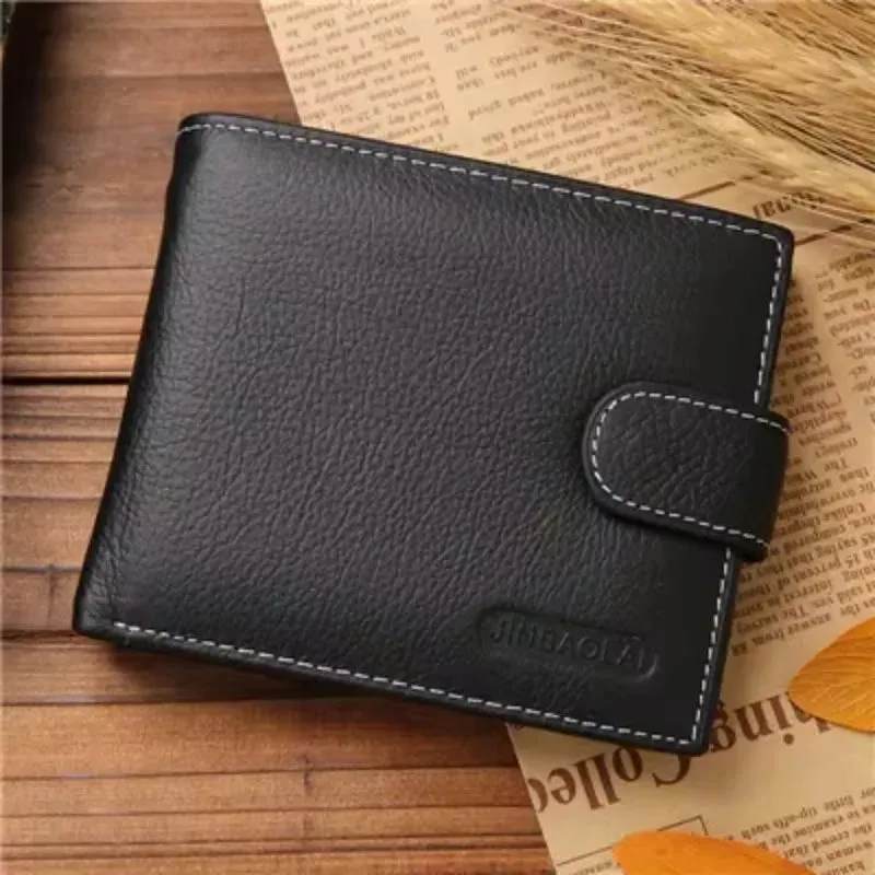 Genuine Leather Men's Short Wallet Cowhide  Portefeuille