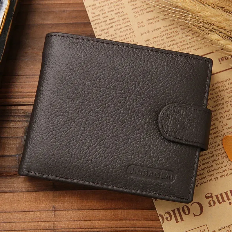 Genuine Leather Men's Short Wallet Cowhide  Portefeuille