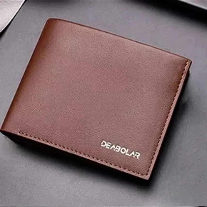 Genuine Leather Men's Short Wallet Cowhide  Portefeuille