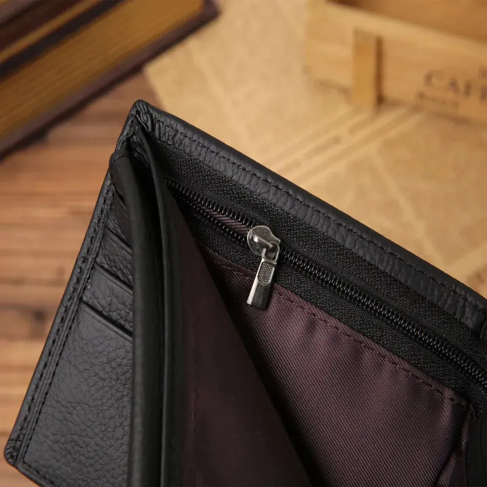Genuine Leather Men's Short Wallet Cowhide  Portefeuille