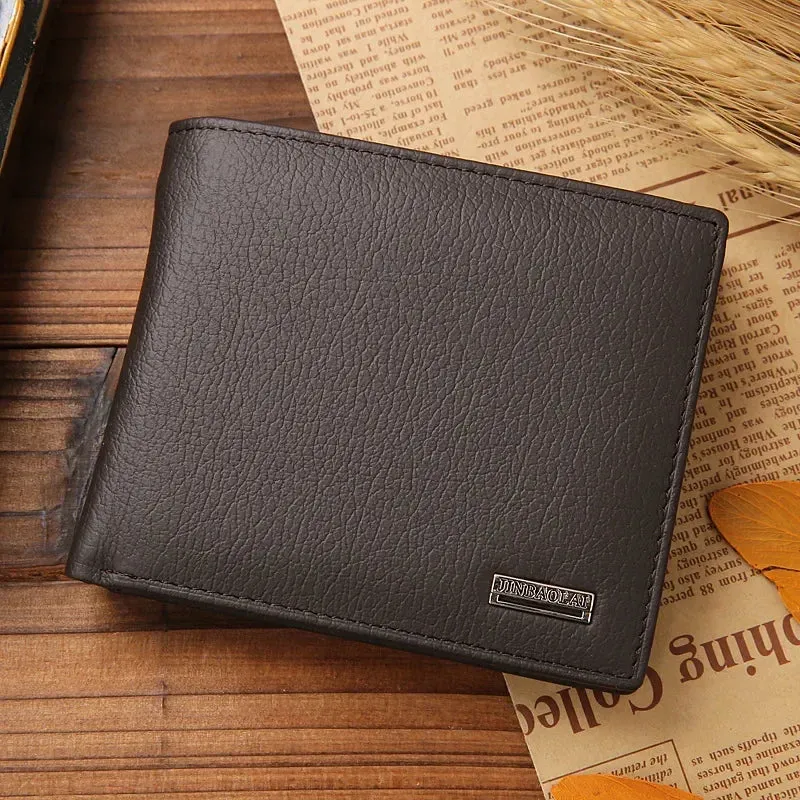 Genuine Leather Men's Short Wallet Cowhide  Portefeuille