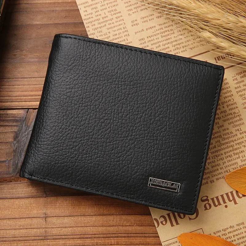 Genuine Leather Men's Short Wallet Cowhide  Portefeuille
