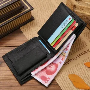 Genuine Leather Men's Short Wallet Cowhide  Portefeuille